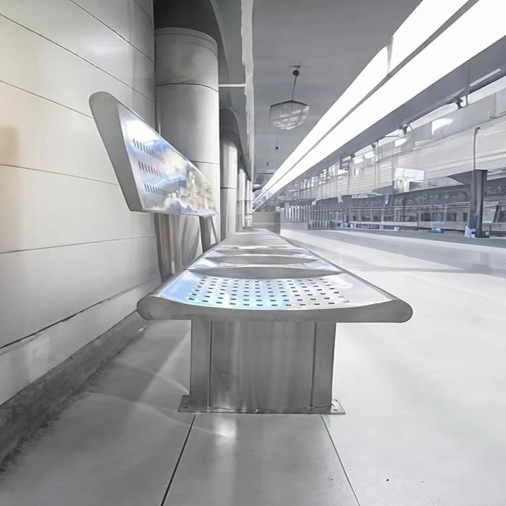 4 Seater Stainless Steel Waiting Bench