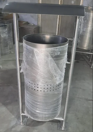 50L Single Stainless Steel Dustbin With Canopy