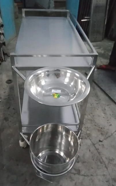 2 Shelves Stainless Steel Medical Trolley